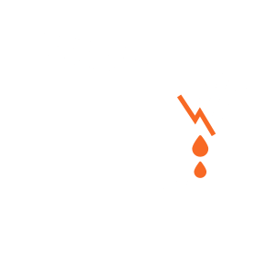 Icon showing damage to gutter causing leakage