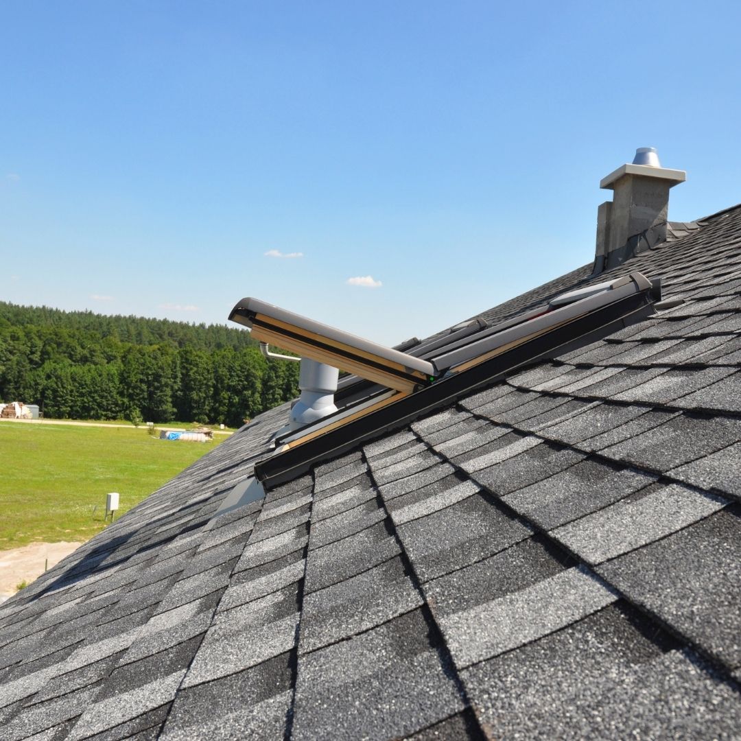 A close up of the roof of a home