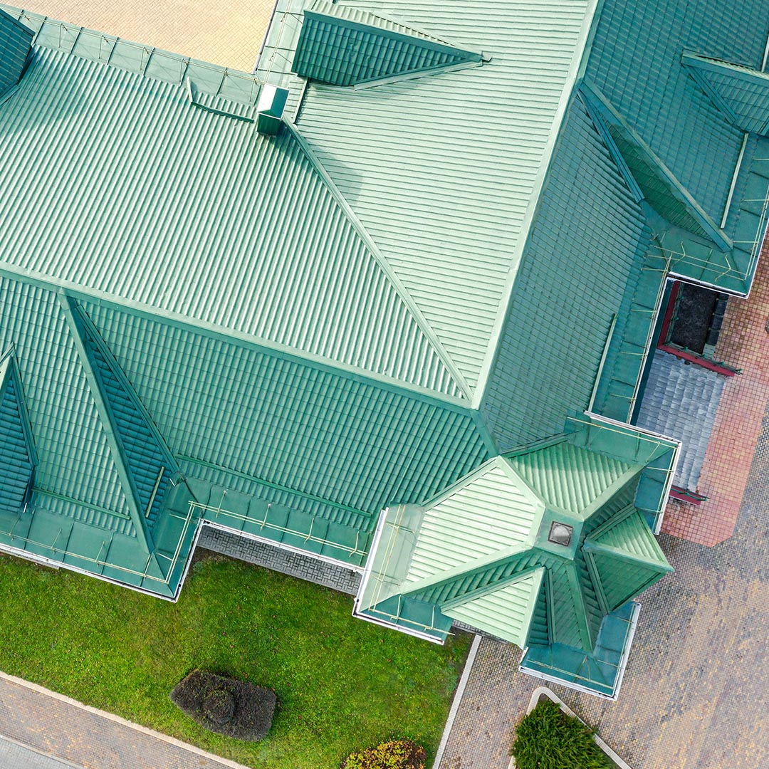Green metal roof