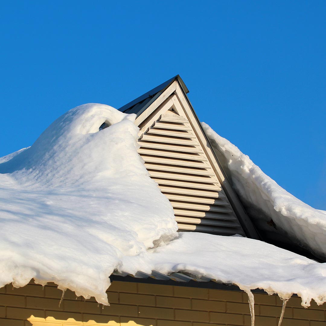 Roof covered in snow