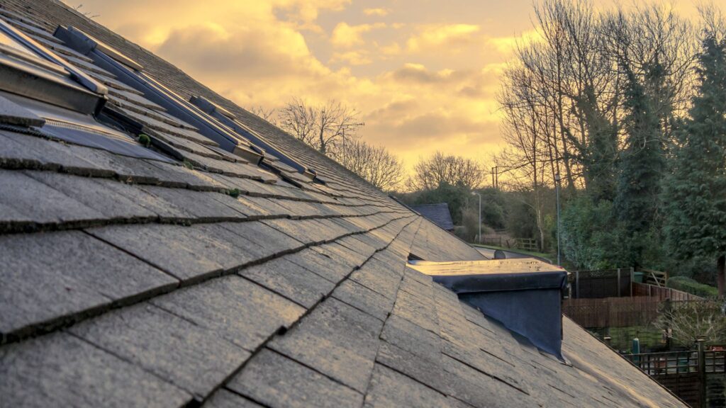 Close up of a roof on a home.